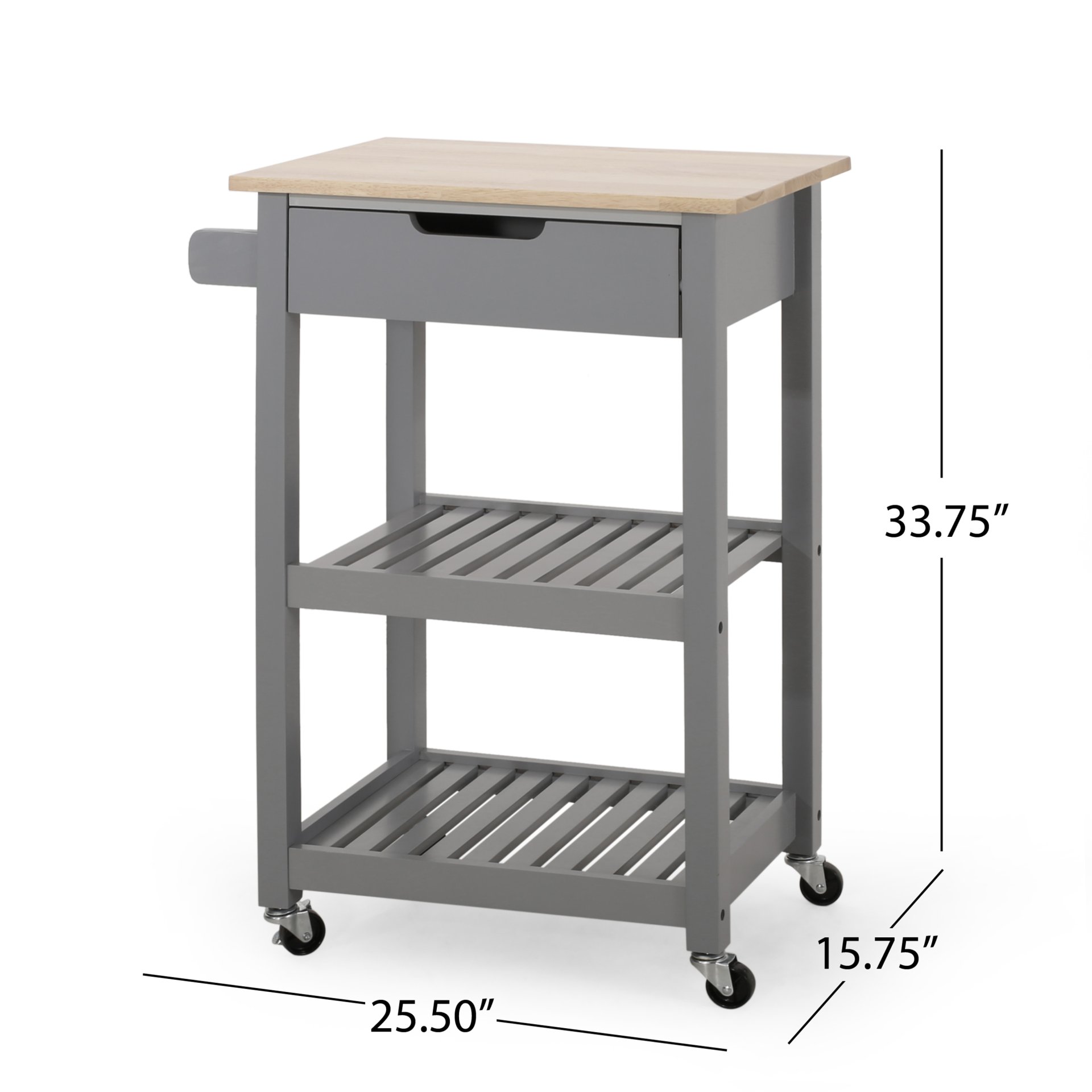 Tattnall - Kitchen Cart With Wheels - Gray - Image 3
