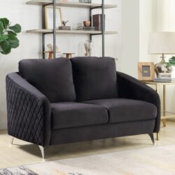 Sofia - Velvet Modern Chic Loveseat Couch - Black