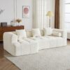 Sectional Sofa Full Compressed Sofa Modular Sofa Couch Free Combined Sofa With Deep Seating And 2 Side Pockets For Living Room - Beige - Image 2