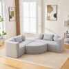 Boneless - Couch Modular Sectional Sofa With Deep Seating And Curved Design - Gray - Image 6