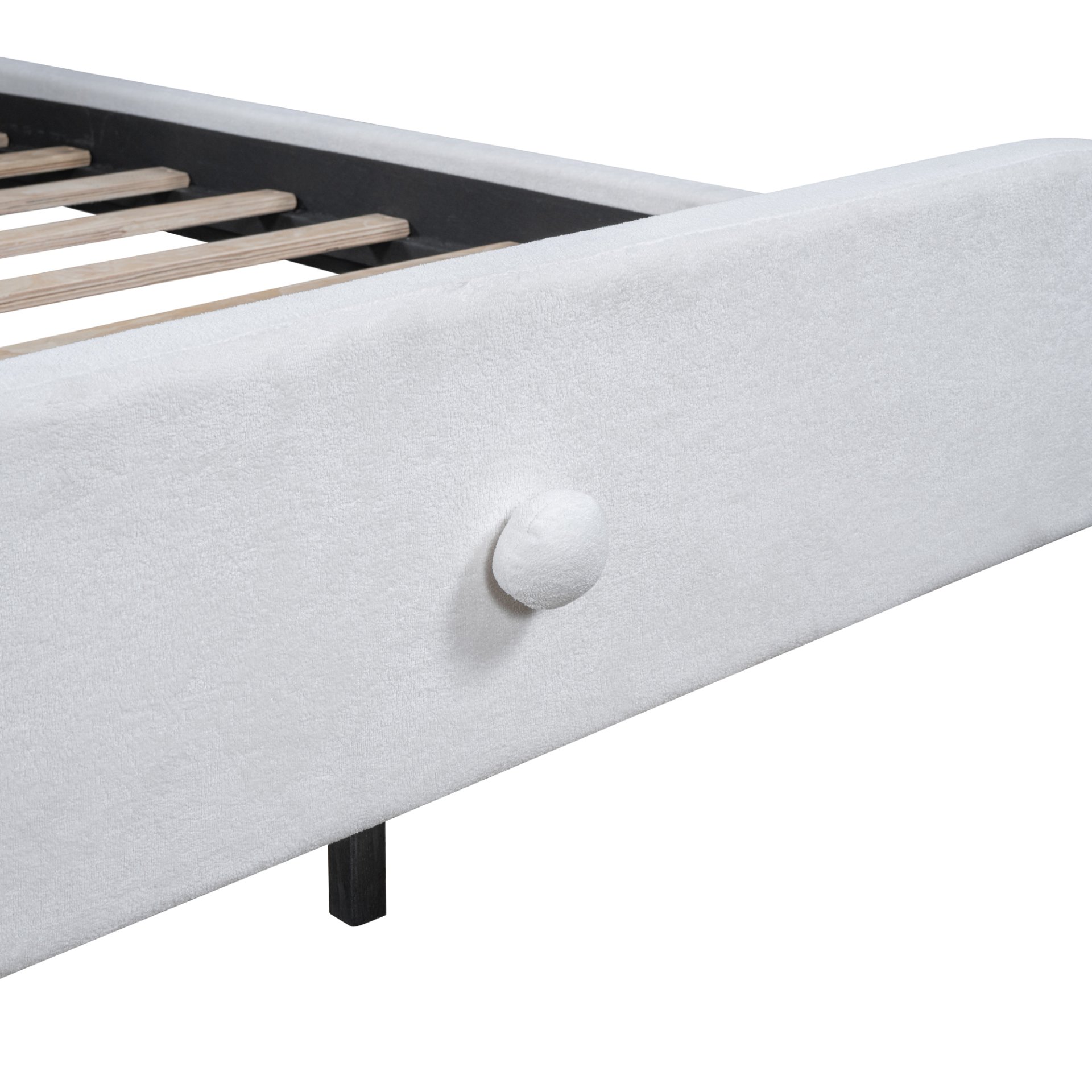 Full Size Upholstered Platform Bed With Sheep Shaped Headboard - White - Image 13