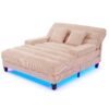 Chaise Bed Lounge Sofa Chair With Adjustable Backrest And LED Light Strip - Pink - Image 11