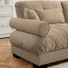 Modern 2 Seater Sofa With Ottoman And Round Bolster Armrests - Camel - Image 3