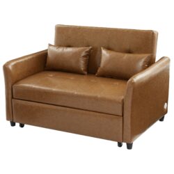 Convertible Sleeper Bed, Adjustable Oversized Armchair With 3 USB Ports For Small Space - Brown
