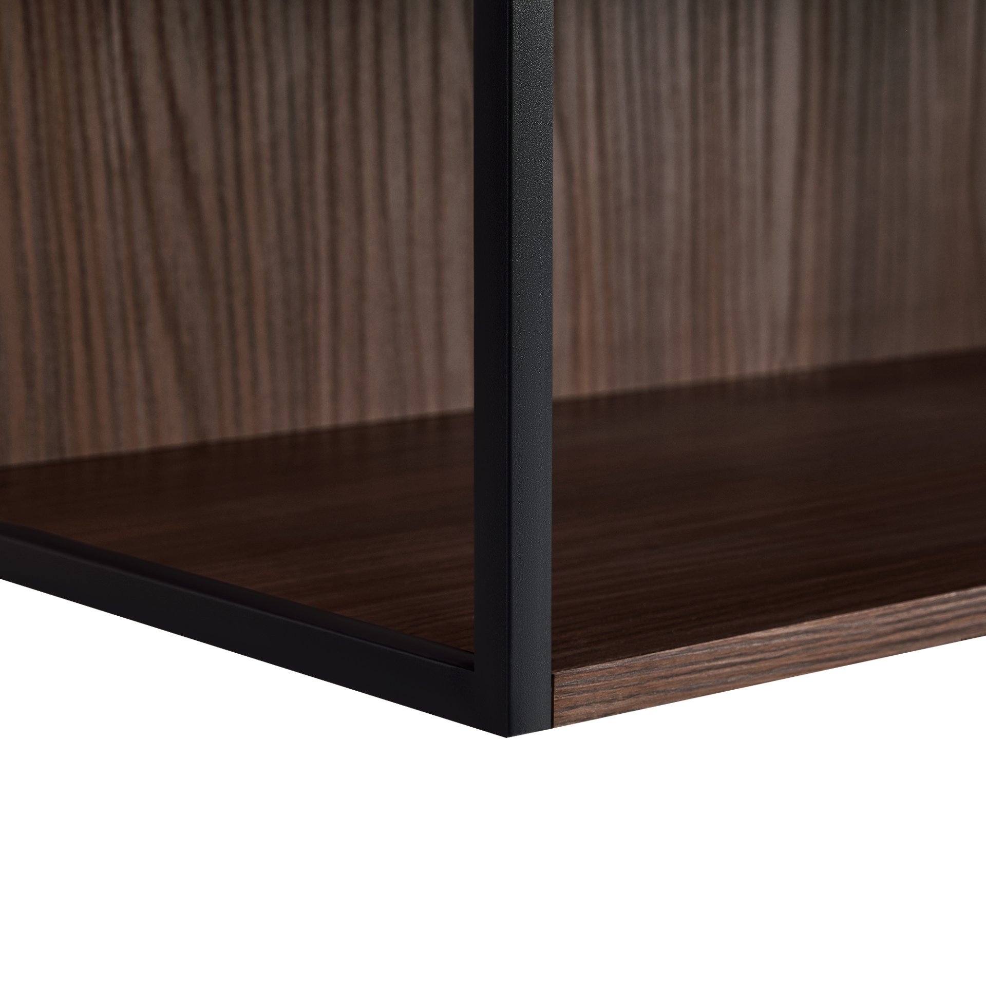 Modern Minimalist Tall Lighted Display Cabinet With Tempered Glass Door - Black / Dark Walnut - Image 18