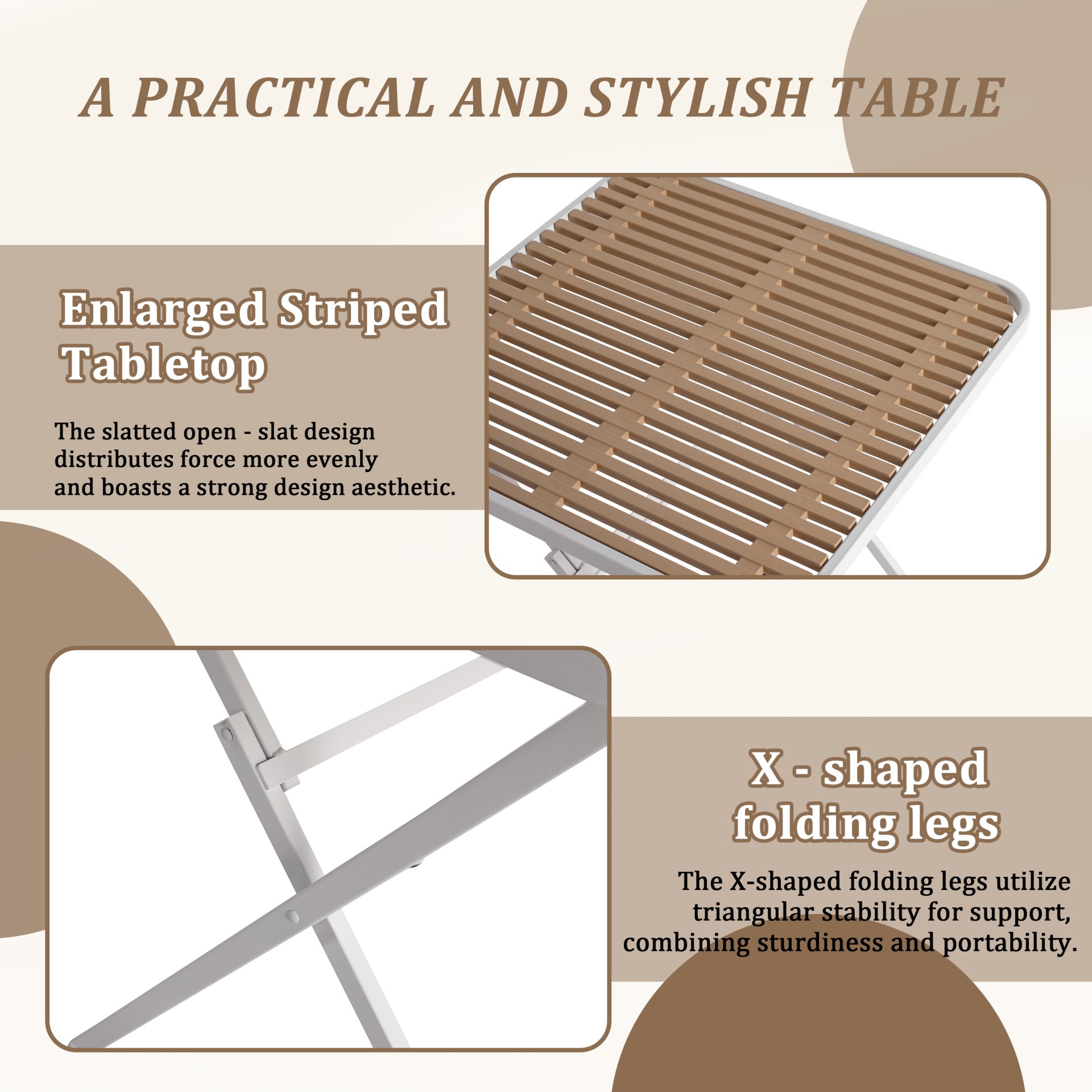 2 Pack Lounge Chair Set With Folding Square Table - Khaki / Pale Green / White - Image 7