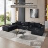 Luxury 8 Piece Modular U Shaped Sectional Sofa With Oversized Chaise Lounge And Bed Corduroy Upholstery - Black - Image 3