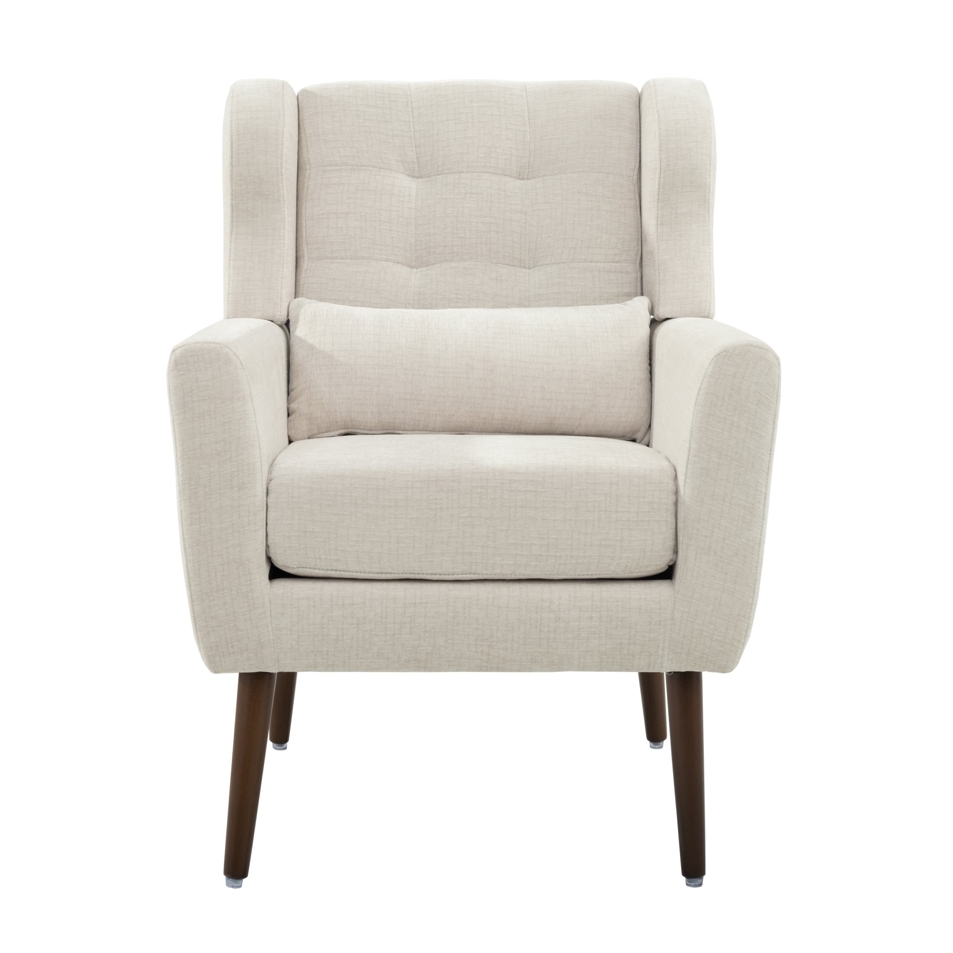 Modern Accent Chair Upholstered Foam Filled Living Room Chairs Comfy Reading Chair Mid-Century Modern Chair With Chenille Fabric Lounge Arm Chairs Armchair For Living Room Bedroom - Beige - Image 11