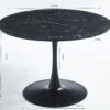 42.1" Tulip Table Mid-Century Dining Table For 4-6 People With Round MDF Table Top, Pedestal Dining Table, End Table Leisure Coffee Table - Black - Image 9