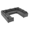 Modular Sectional Reversible U Shaped Couch Set, Free Combination Minimalist Style, Oversized 8 Seat Convertible Sofa - Gray - Image 4