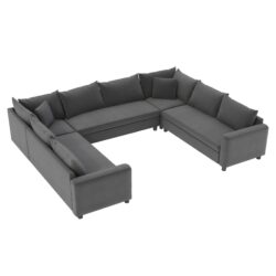 Modular Sectional Reversible U Shaped Couch Set, Free Combination Minimalist Style, Oversized 8 Seat Convertible Sofa - Gray