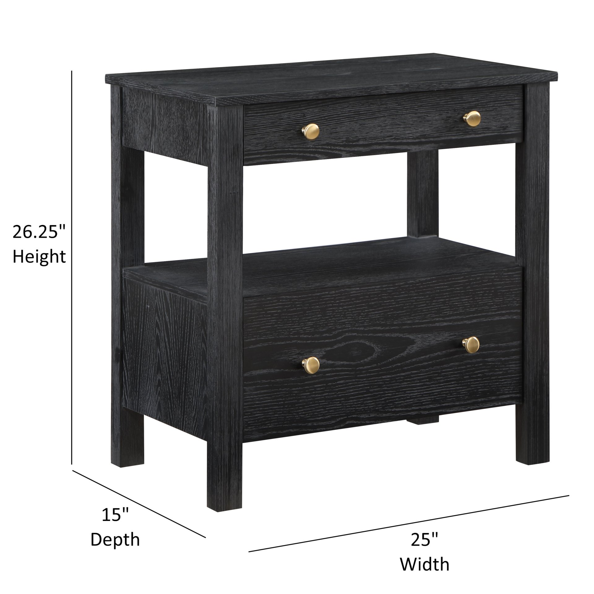 Danielle - 2 Drawer Nightstand With Knobs - Black - Image 3