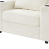 Modern Style Armchair Chaise Lounge Sofa Couch With Movable Storage Ottoman, USB Ports, Cup Holders, Phone Holder Chenille - Beige - Image 27