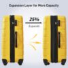 3 Piece Luggage Set Hardside Spinner Suitcase With Tsa Lock 20" 24" 28" Available - Yellow - Image 2