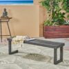 Realm - Outdoor Bench With Slat Panel Top And Base - Dark Gray - Image 2