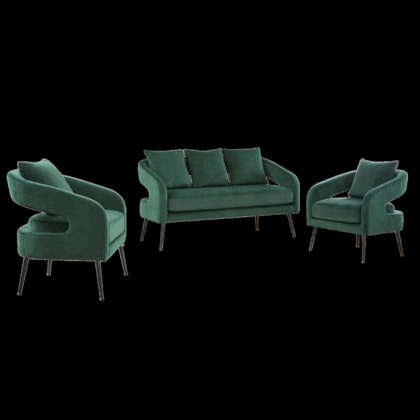 3 Piece Upholstered Sofa Set, Loveseat & 2 Accent Chairs For Small Living Spaces - Green