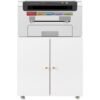 Metal Printer Stand With Storage Mobile Printer Tables For Small Spaces With Door Adjustable Shelf File Cabinet On Wheels For Home Office - White - Image 15