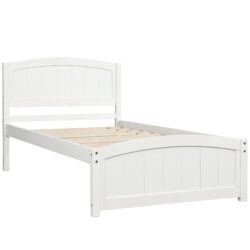 Twin Platform Bed With Headboard, Footboard And Slat Support - White