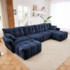 Stylish 4 Seater Sofa Set With Ottomans Frame - Premium Blue - Image 13