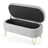 Upholstered Oval Storage Bench With Metal Legs - Gray - Image 8