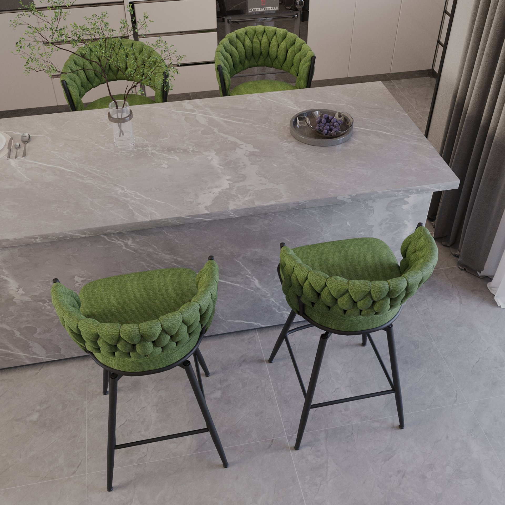 26" Bar Stool With 360 Swivel (Set of 4) - Green - Image 5