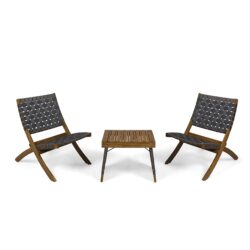 Kayla - Outdoor Foldable 2 Seater Chat Set - Brown / Gray