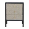 Faux Leather Nightstand, 3 Drawer - Black - Image 10