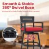 Outdoor Swivel Bar Chairs, 360 Degree Rotation With Ergonomic Backrest (Set of 2) - Ember Black / Jocky Red - Image 5