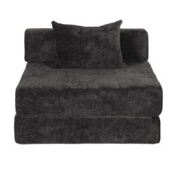 Convertible Floor Sofa Bed With Fixed Shape Frame For Living Room - Black