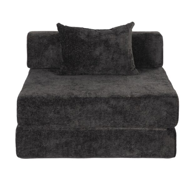 Convertible Floor Sofa Bed With Fixed Shape Frame For Living Room - Black