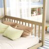Full Size Canopy Frame Floor Bed With Fence, Guardrails - Natural - Image 6