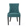 Dining Chair (Set of 2) With Upholstered Diamond Tufting And Espresso Birch Legs - Teal - Image 8