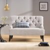 Nicole - French Style Upholstered Loveseat With Tufted Backrest - Light Gray - Image 4