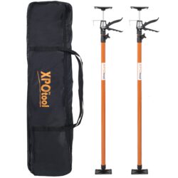 2 Pack Adjustable Steel Support Pole System For Drywalls And Cabinets, Extends 45 To 114", With Carry Bag - Black / Brown