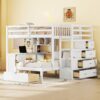 Full Over Twin Bunk Bed With Desk, Drawers And Shelves - White - Image 20