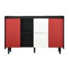 Sideboard Buffet Cabinet With Doors And Unique Panel Styling - Black / Red - Image 19