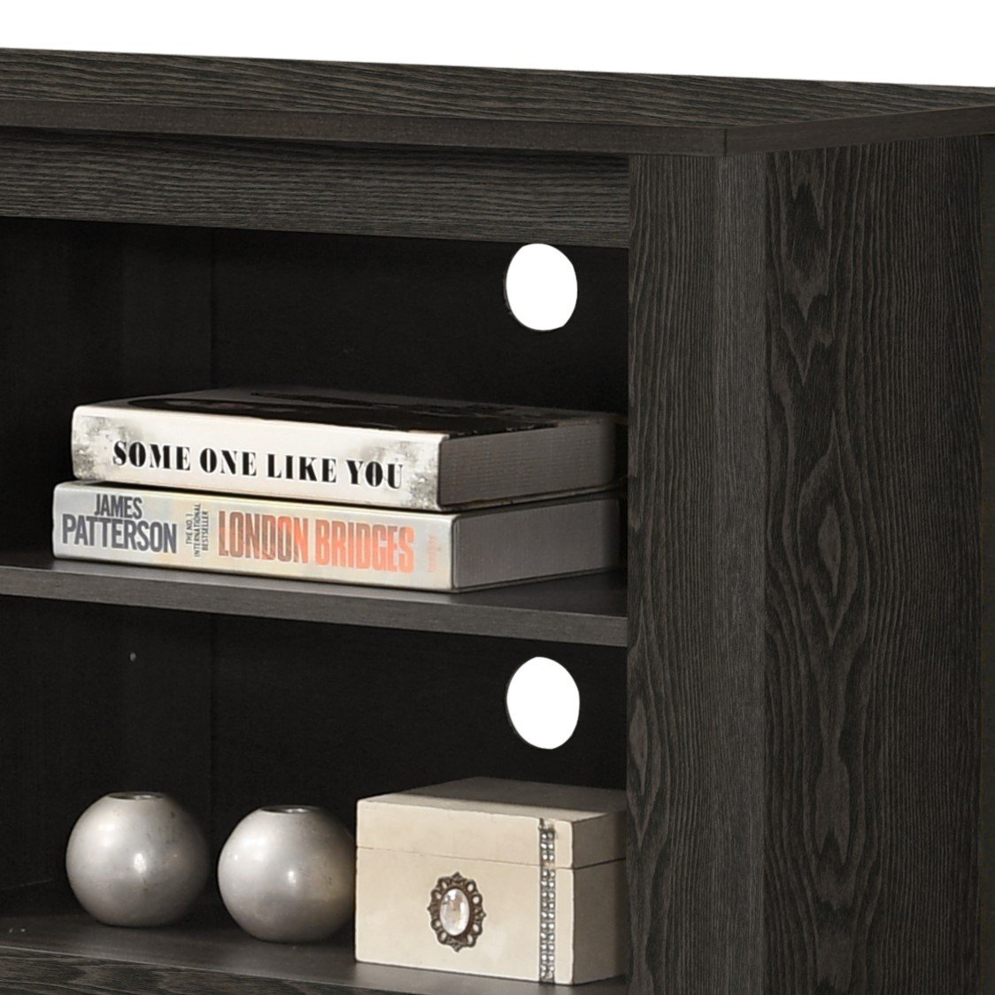 Benito - TV Stand With Open Shelves And Cable Management - Dark Gray - Image 2