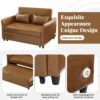 Convertible Sleeper Bed, Adjustable Oversized Armchair With 3 USB Ports For Small Space - Brown - Image 6