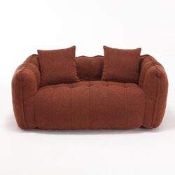 Soft Beanbag Chair With High Resilience Foam Core For Two People, The Comfortable Square Recliner Sofa Is Ideal For Family Members And Friends Engaged In Games, Reading, Watching TV - Red / Brown