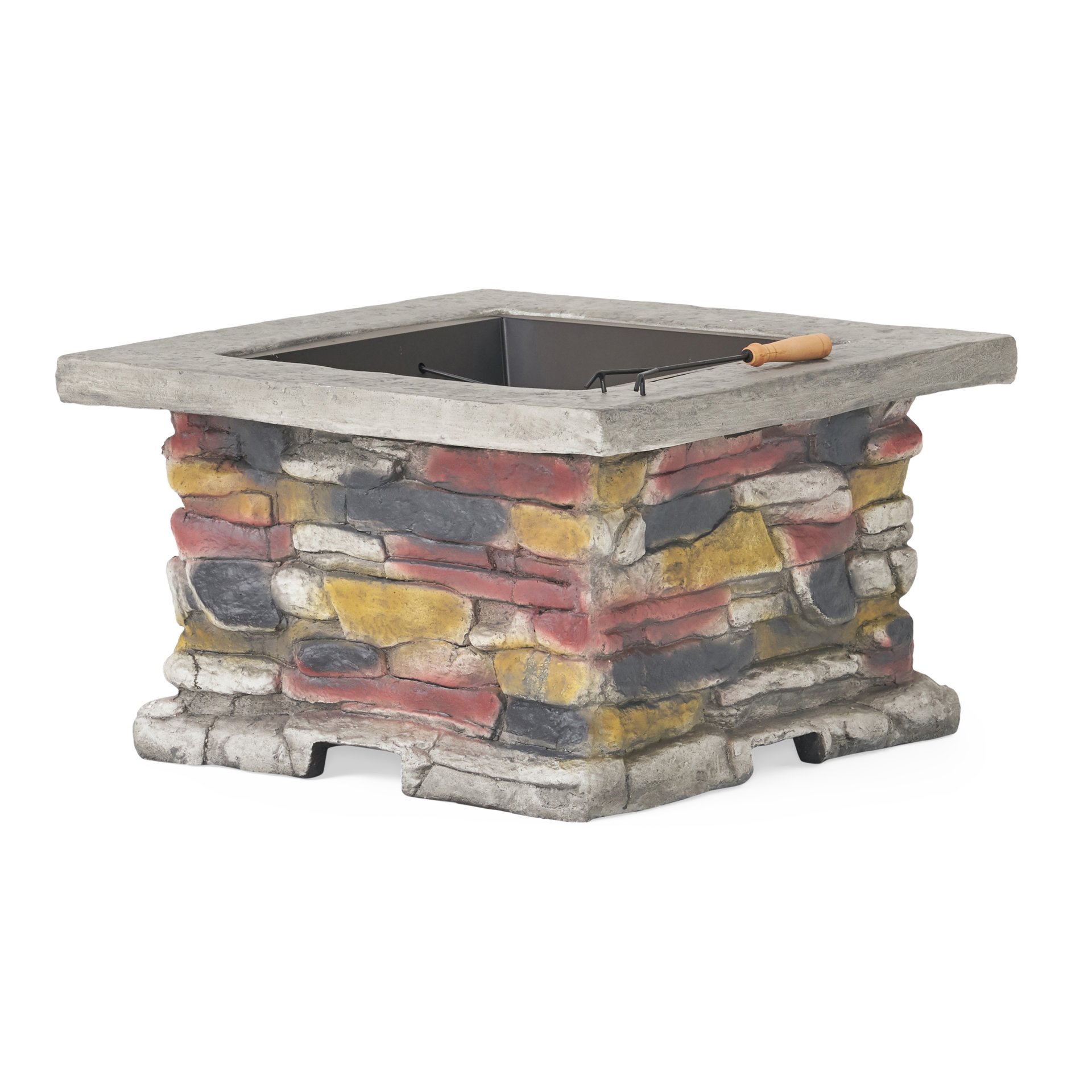 Outdoor Wood Bruning Magnesium Oxide Fire Pit With Lid - Stone Gray - Image 7