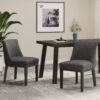 Modern Rustic Dining Chair (Set of 2) With Solid Wood Frame - Charcoal - Image 5