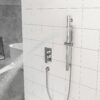 Ceiling Mounted Square Shower System With Adjustable Slide Bar, 16" Rainfall Shower With Handheld - Brushed Nickel - Image 7