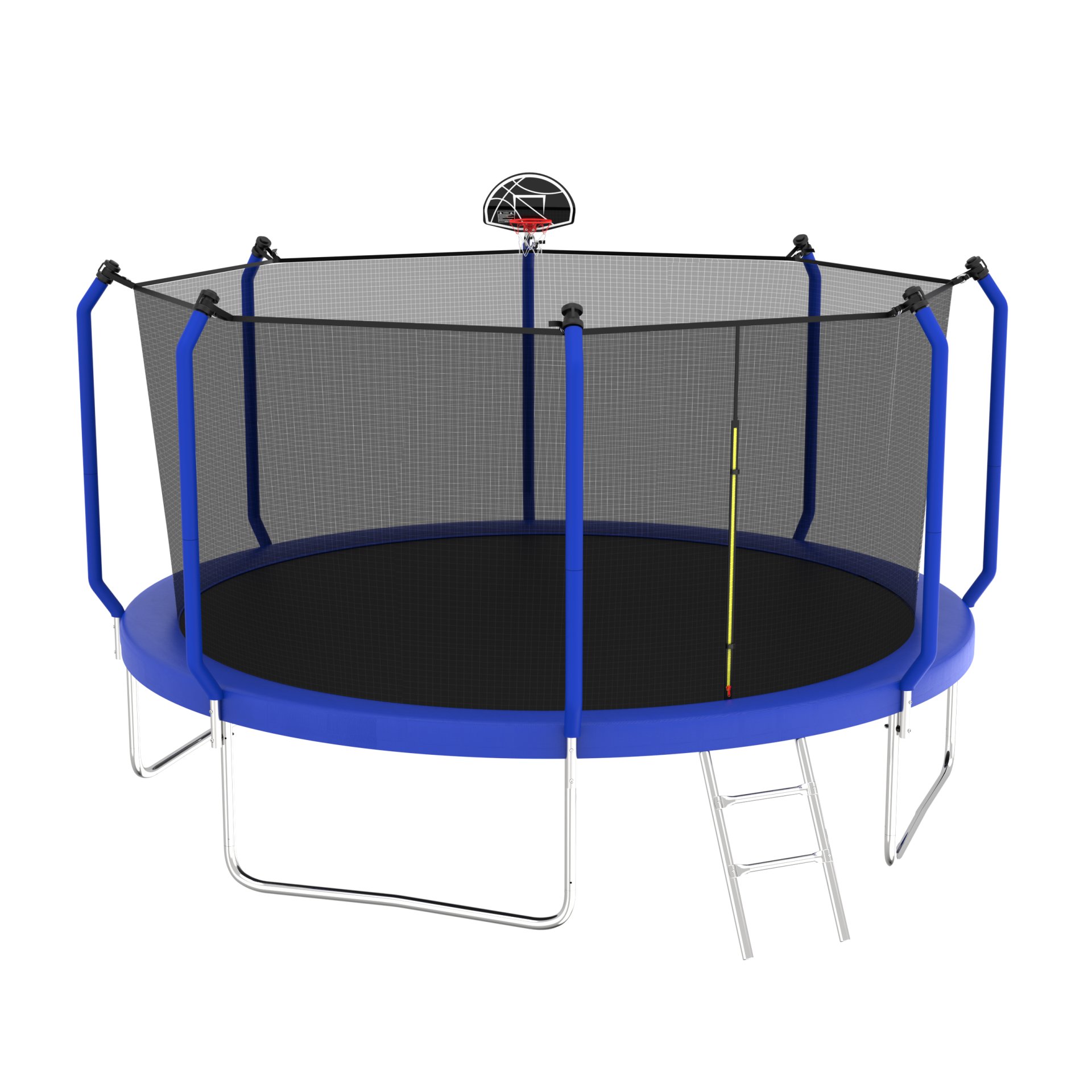 Trampoline With Basketball Hoop, Astm Approved Reinforced Type Outdoor Trampoline With Enclosure Net - Blue - Image 3