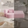 Modern Floor Sofa With 2 Pillows, Convertible Teddy Fabric Foam Filled Sleeper Sofa Bed, Full Size Folding Mattress For Living Room Guest Bed, Playroom, No Assembly Required - Pink - Image 17