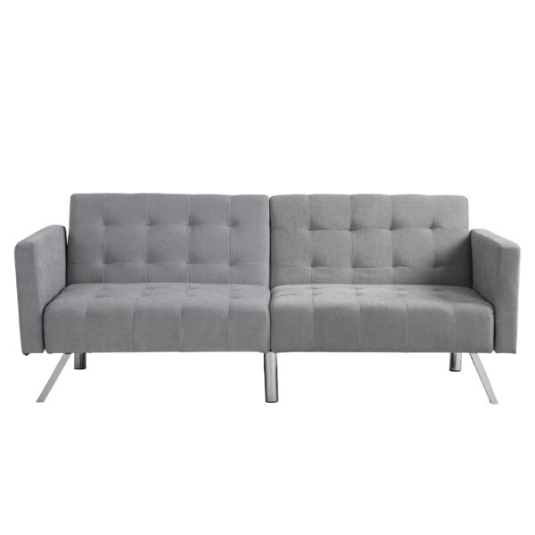 Futon Sofa Bed Convertible Folding Lounge Couch, Armrests - Light Gray