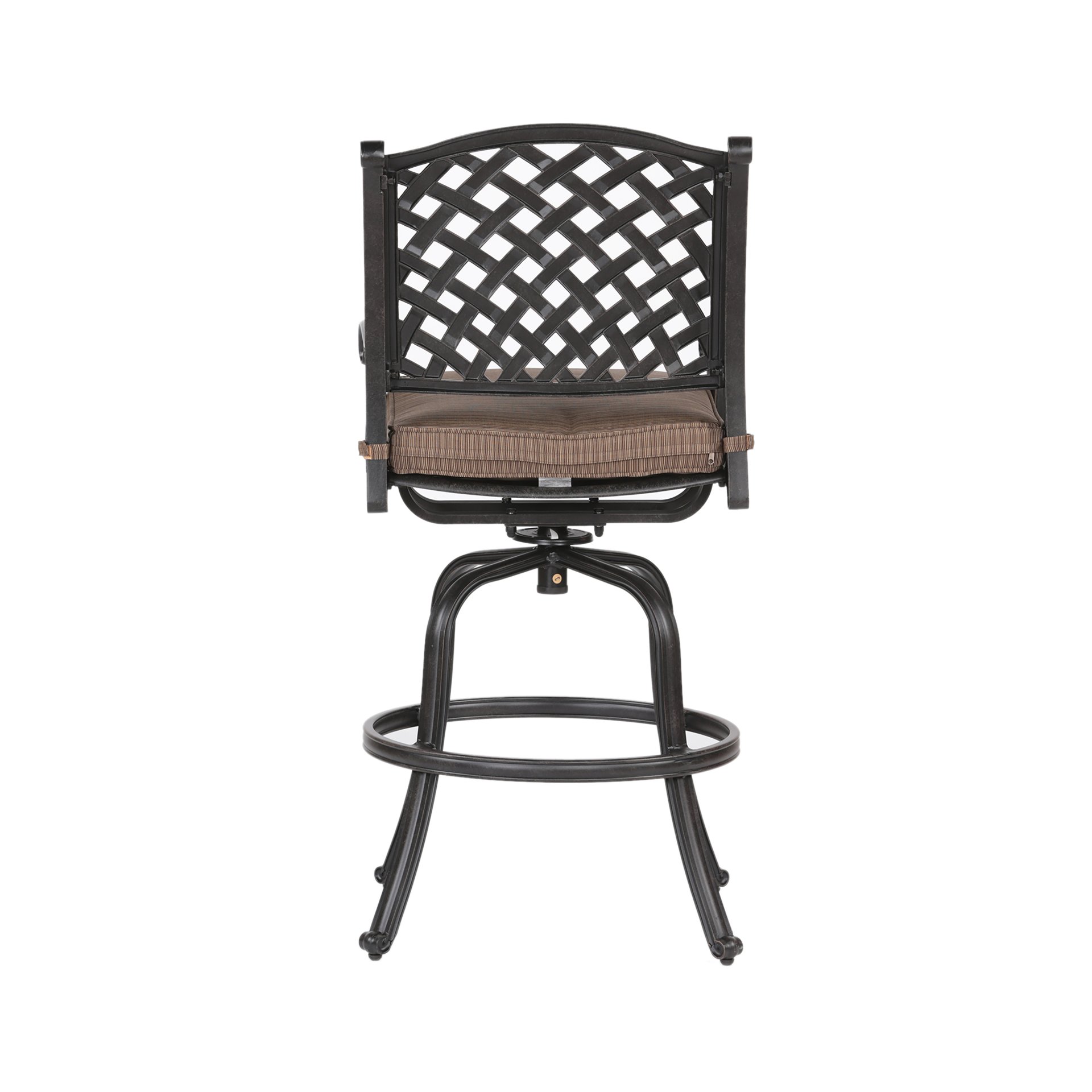 Elegant Cast Aluminum Counter Stool Set With Cushions, All Weather Design - Dark Brown - Image 7