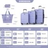 Luggage Set Of 5 Pieces, Expandable Hard Pc Luggage Set With Tsa Lock For Rotating Wheels, Lightweight Rolling Luggage - Light Purple - Image 3