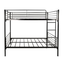 Twin Over Twin Metal Bunk Bed With Ladder, Space Saving Design - Black