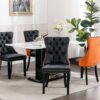 Nikki - Modern, High-End Tufted Solid Wood Contemporary And Velvet Upholstered Dining Chair With Wood Legs Nailhead Trim (Set of 2) - Black / Orange - Image 17
