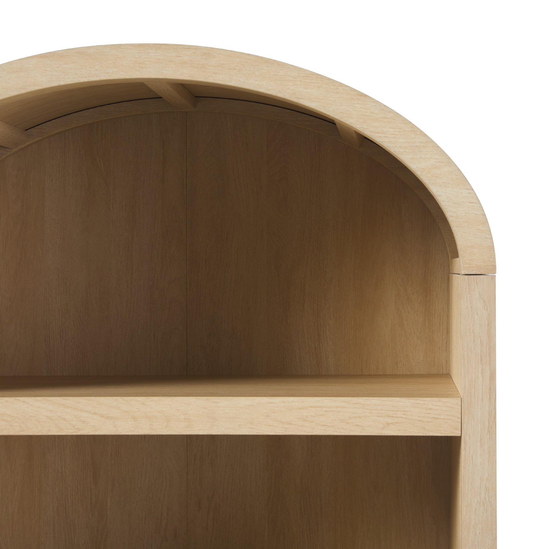 Modern 5 Shelf Open Arched Bookshelf - Oak - Image 5